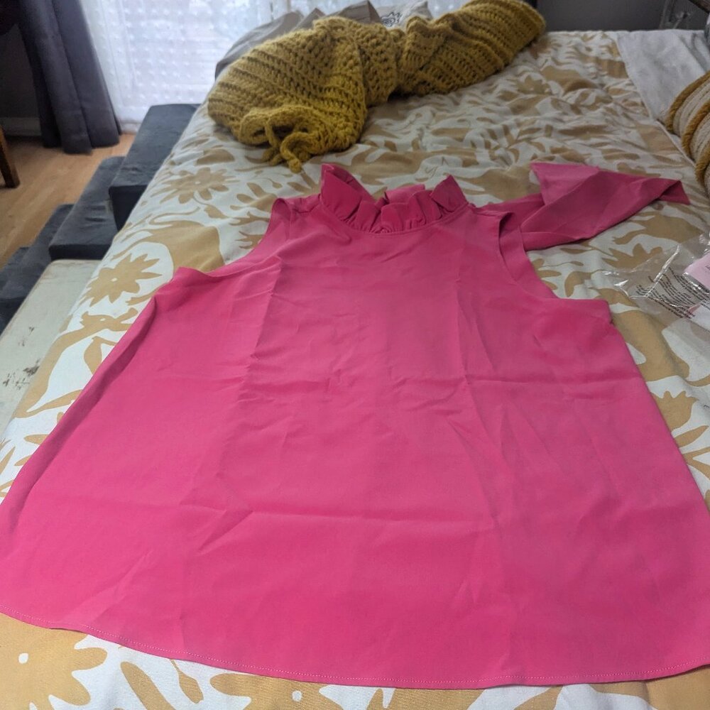 Tuckernuck Mason Blouse Ruffle Neck Sleeveless Ladies Size XXL Pink